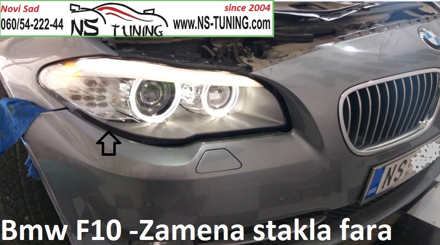 zamena stakla fara  bmw f10 f11 reparacija servis popravka  mokri far kondenz rosa novi sad
